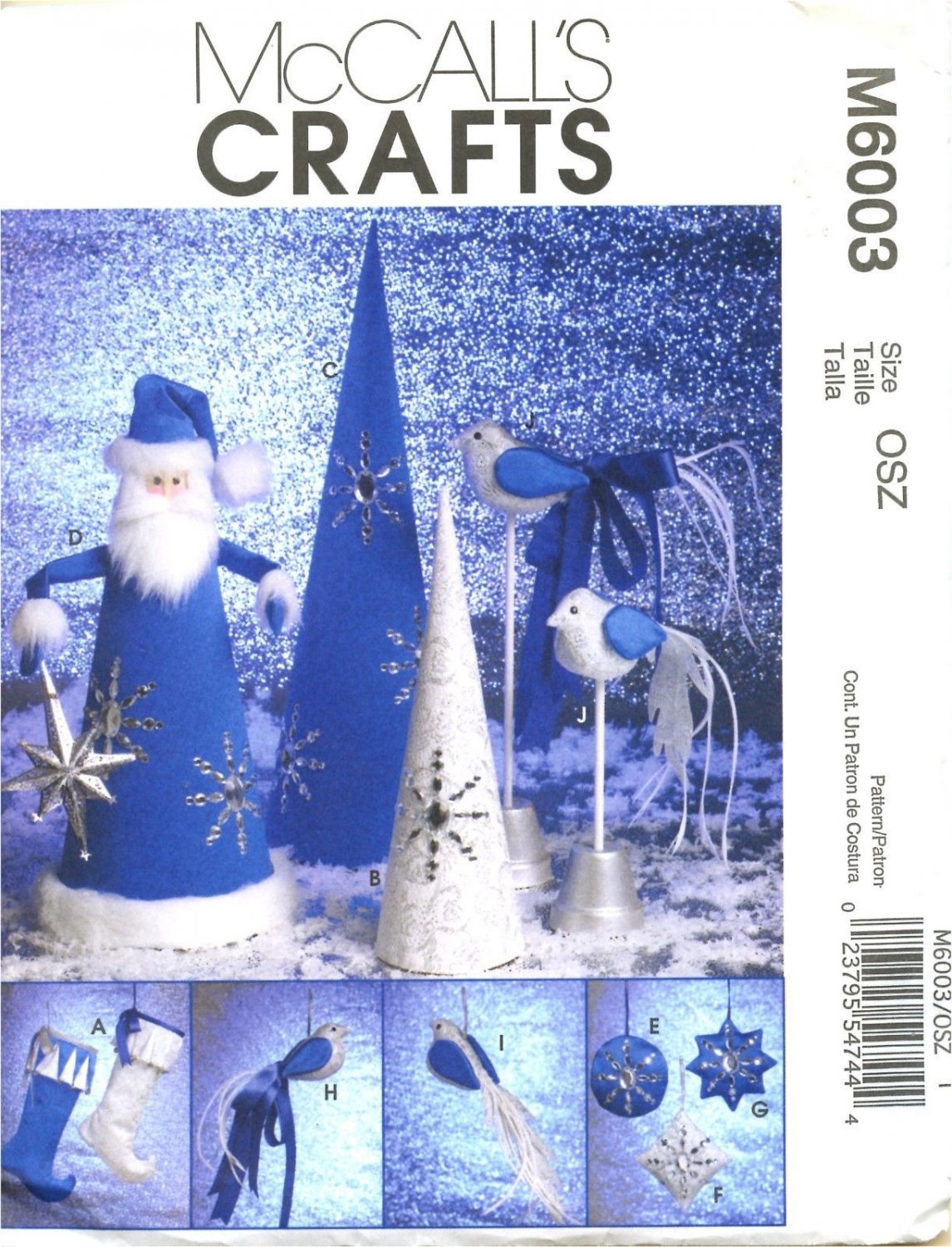 CHRISTMAS PATTERN MCCALLS M6003 STOCKINGS ORNAMENTS TREES CENTERPIECE