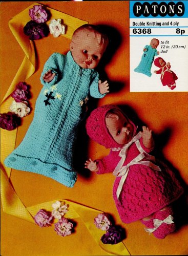 PATONS PATTERN 6368 8p Double Knitting to fit 12" Dolls 4ply