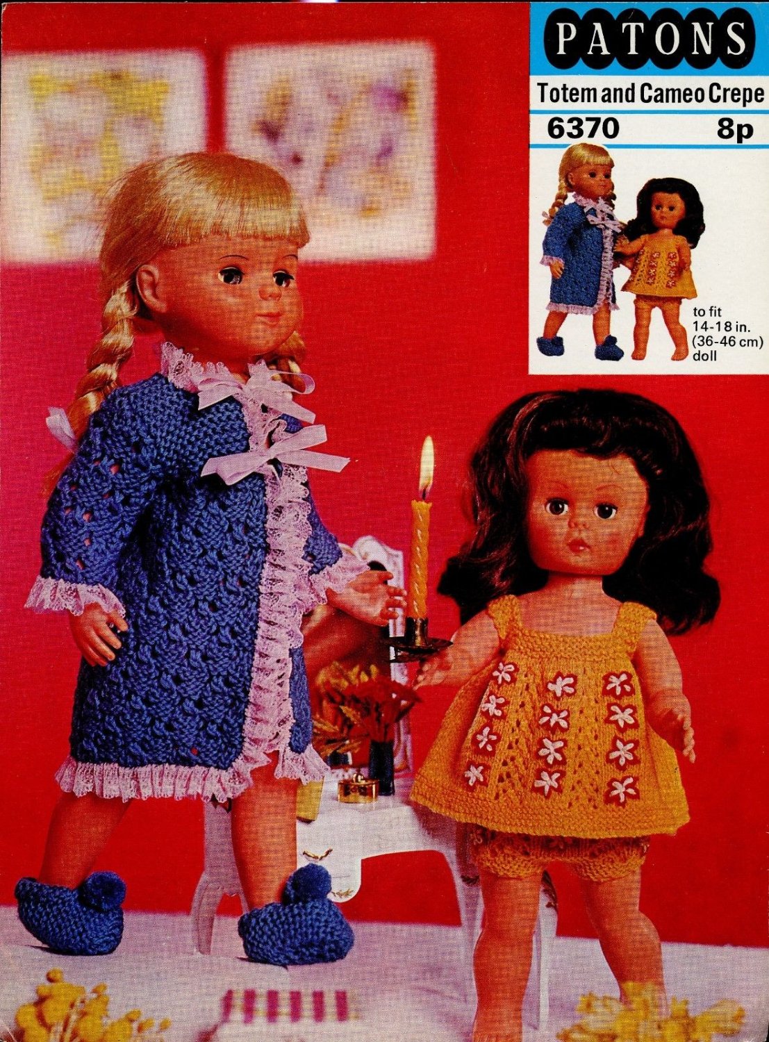 PATONS PATTERN 6370 8p Totem Cameo Crepe to fit 14-18" Dolls 4ply