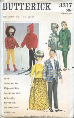 BUTTERICK 3317 SEWING PATTERN UNCUT 11-1/2" Fashion Doll DOLL CLOTHES