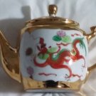 VINTAGE Porcelain Chinese Teapot Dragon & Phoenix Gold
