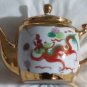 VINTAGE Porcelain Chinese Teapot Dragon & Phoenix Gold