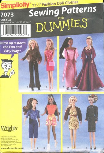 Simplicity 11 1/2" Fashion Doll Clothes Sewing Pattern 7073 Dummies