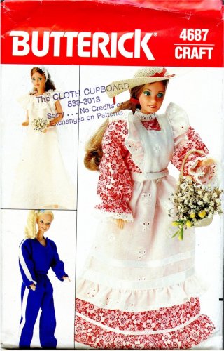 1970s Butterick Craft Pattern 4687 11-1/2" Fashion Doll Clothes UNCUT 9 Outfits