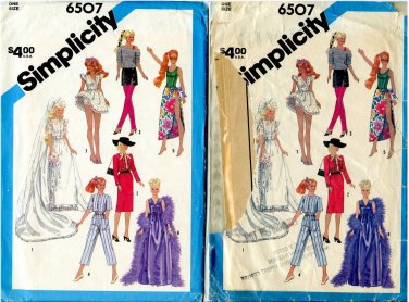 Simplicity 6507 11 1/2" Doll Wardrobe Sewing Pattern fits 11 1/2" Barbie Dolls