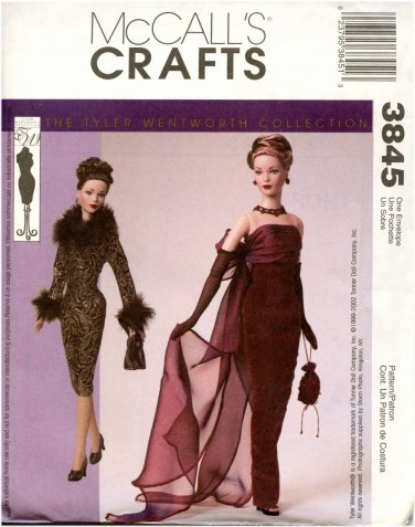 McCall's 3845 Sewing Pattern 16" Fashion Doll Clothes TYLER WENTWORTH Evening