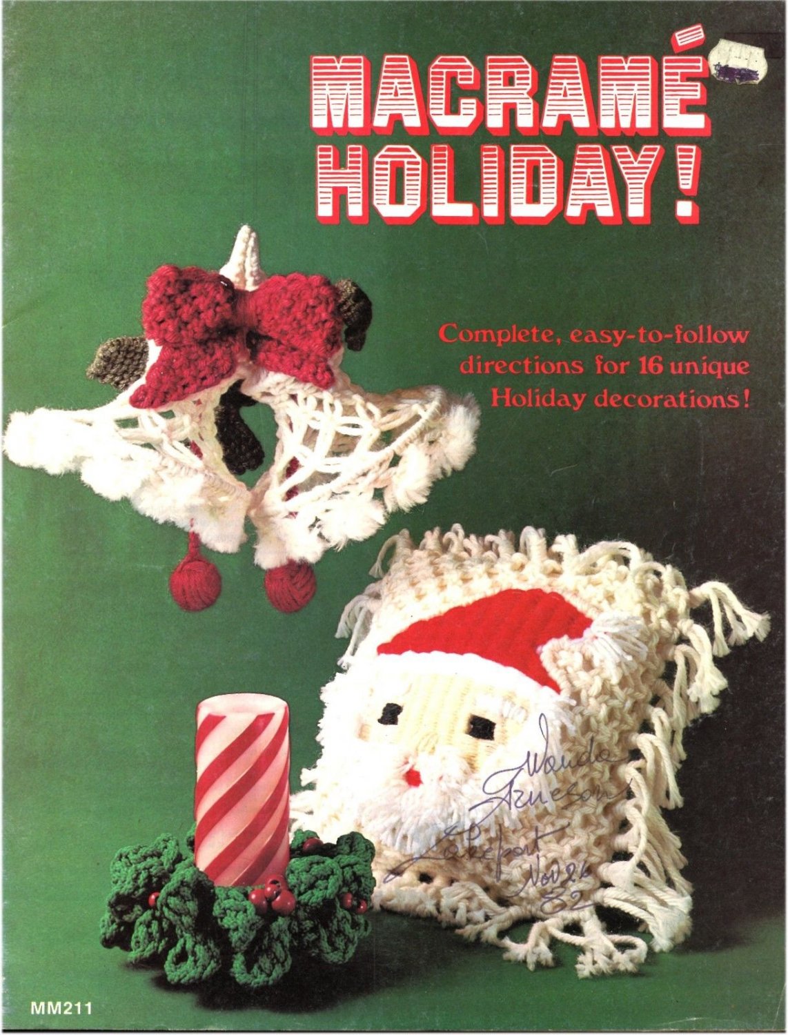 MACRAME HOLIDAY CHRISTMAS Pattern Book CANDLE HOLDER BELLS SANTA REINDEER