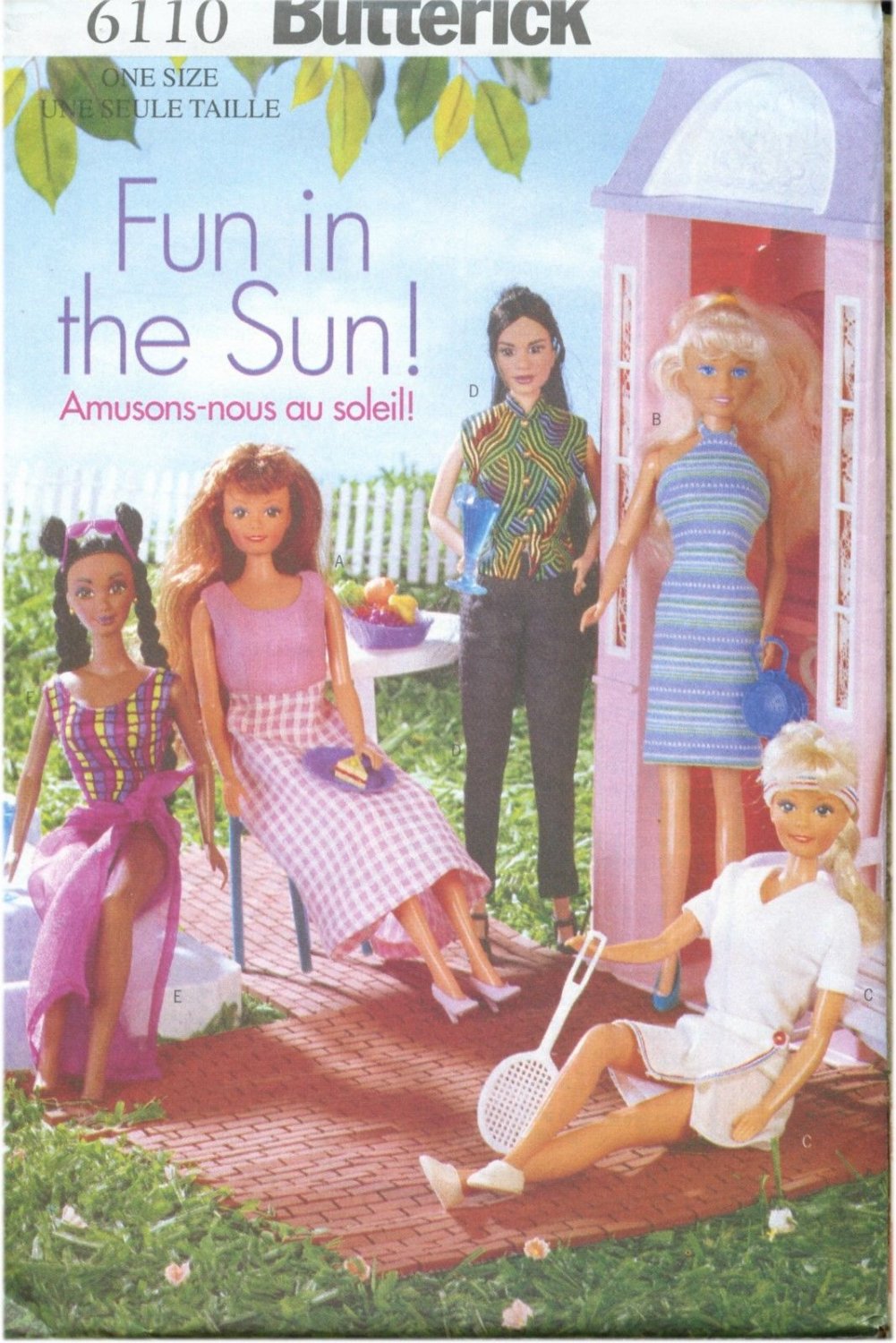 Fashion DOLL CLOTHES BUTTERICK PATTERN 6110   -  UNCUT - Summer Clothes