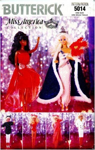 BUTTERICK MISS AMERICA 11 1/2" FASHION DOLL CLOTHES PATTERN 5014 One Size