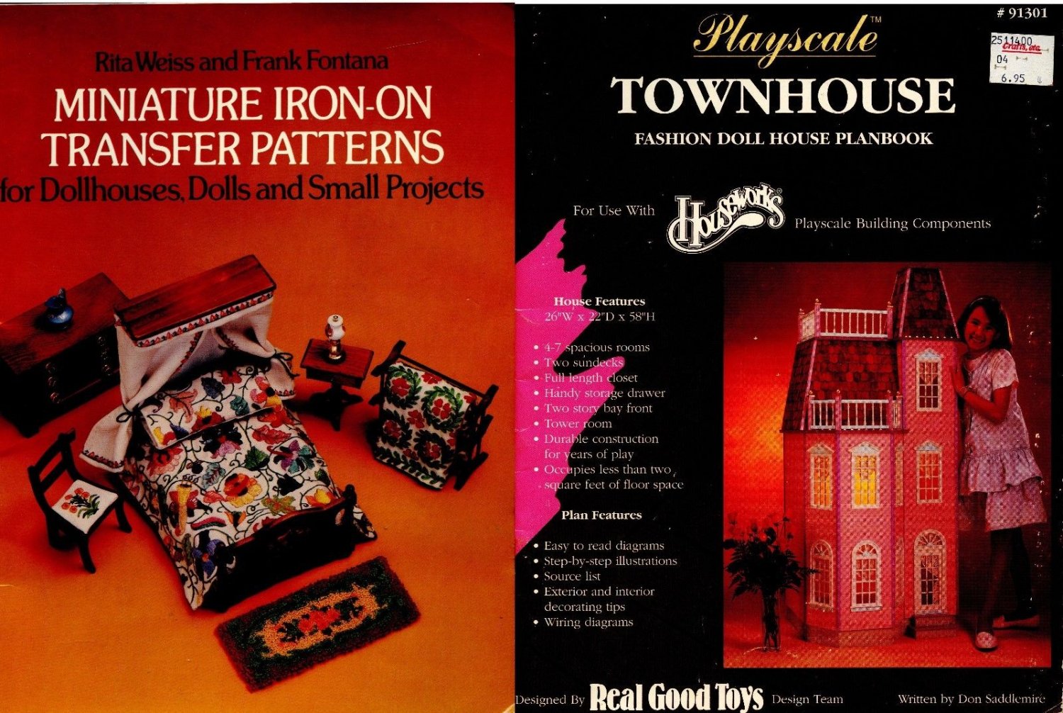 Miniature Iron-on Dollhouse pattern & Playscale Doll Townhouse Planbook Building