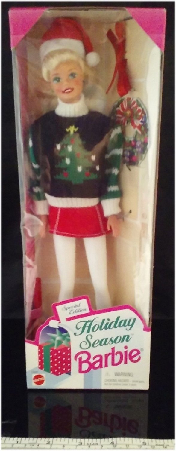 1996 Holiday Season Christmas Barbie Doll in Tree Sweater Never Removed from box