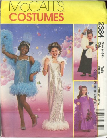 McCalls Sewing Pattern 2384 Girls Glamour Girl Costumes Sizes 4-5-6