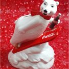 Coca-Cola Christmas Polar Bear Bank on Skis 1995 ENESCO Ceramic 7" No Box