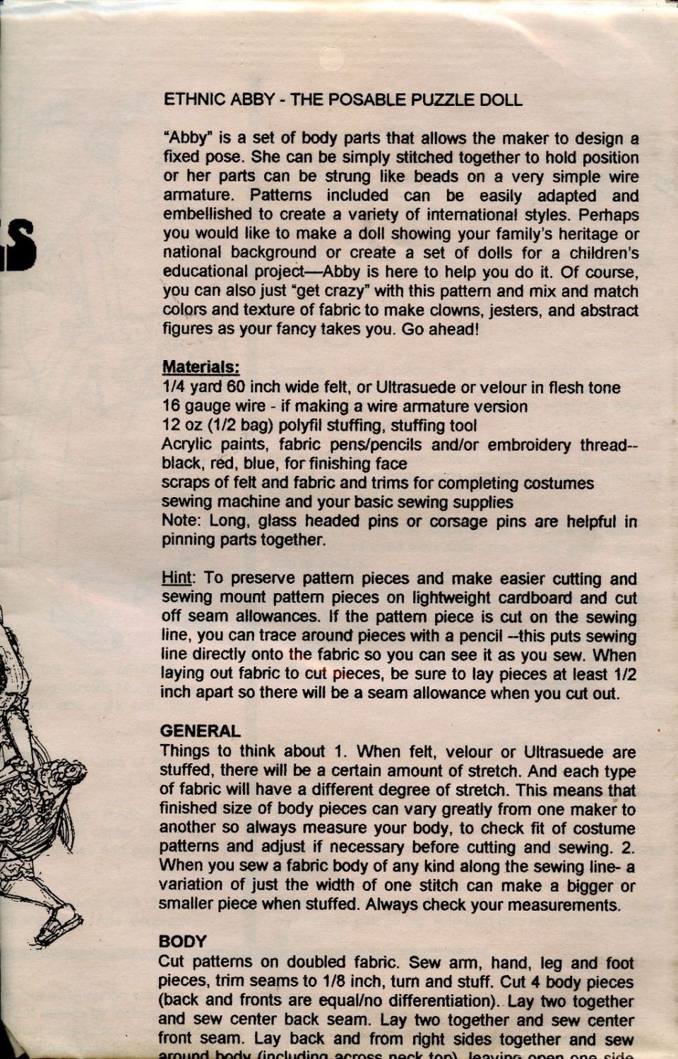 Ethnic Abby Doll The Posable Puzzle Doll Sewing Pattern Body Parts