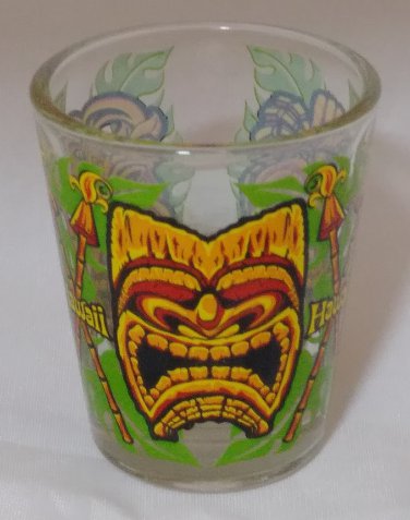 Hawaii Souvenir Shot Glass Shotglasses Tiki Wood Faces