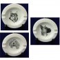 Dog Themed Round Ashtrays - 3 Total - Boxer Cocker Spaniel Husky 5"Dia White