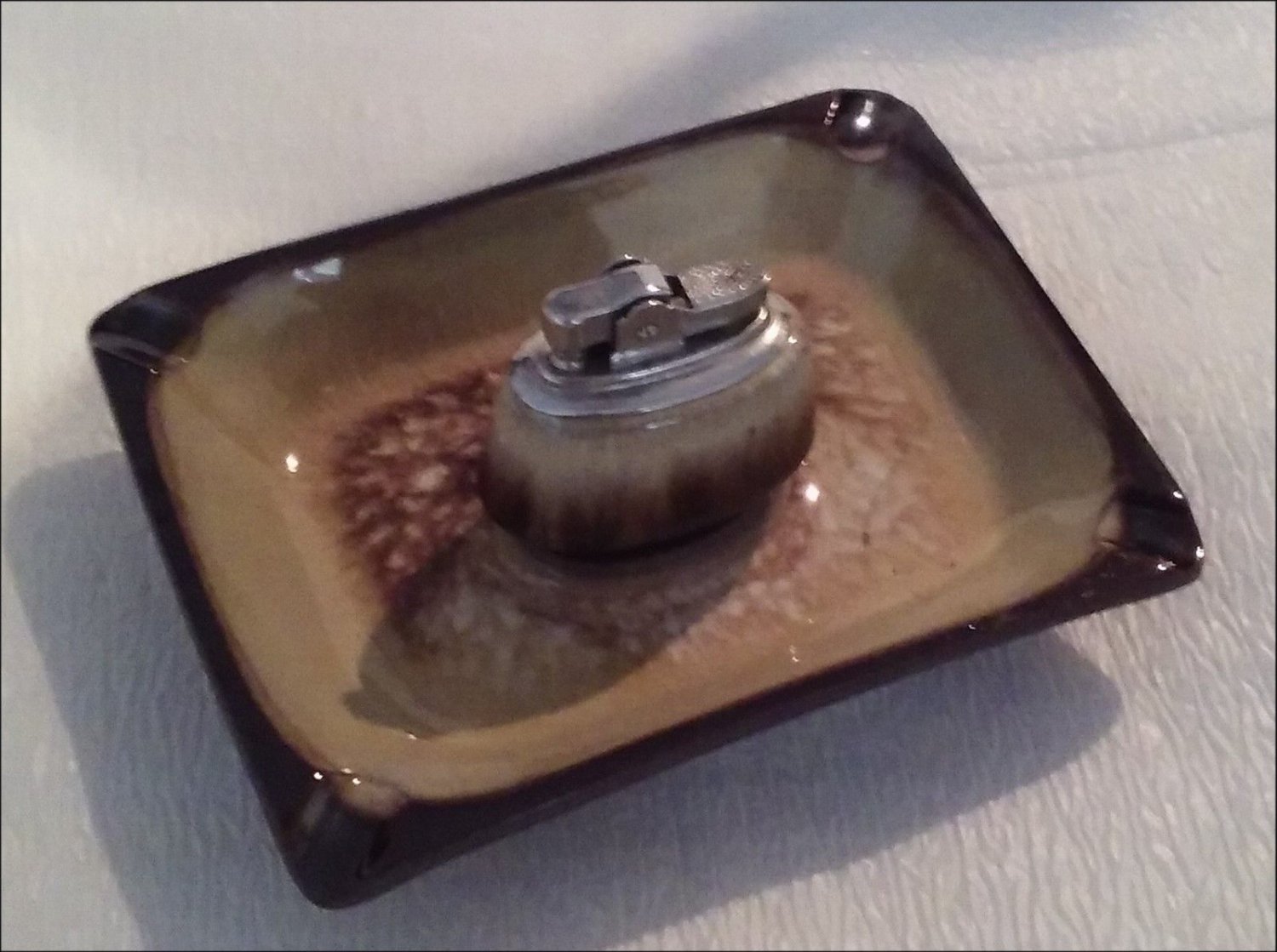 Rossini Mid Century Pottery Ceramic Brown ASHTRAY Japan BX1