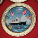 QUEEN MARY Long Beach CA set of 6 metal Coasters American British Flags