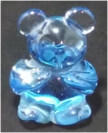 Blue Crystal Glass Bear Figurine 3" United States Commemorative Fine Art Gallery