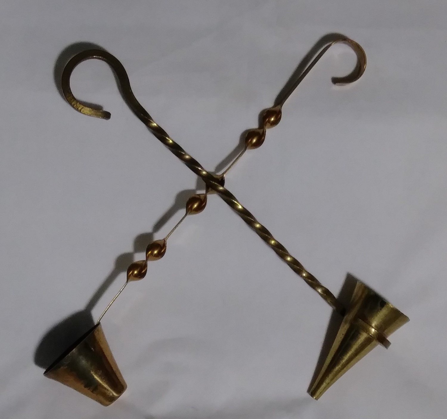 2 Vintage solid brass 8''candle snuffers Used Show Wear