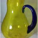 Artland Yellow and Blue Handle Glass Pitcher Large