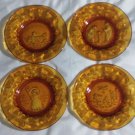 4 Vintage Tiara Mother Goose Nursery Rhyme Amber Gold Glass Plates