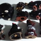 8 Vintage Japanese Redware Ceramic Pig Piggy Bears Coin Banks salt & pepper
