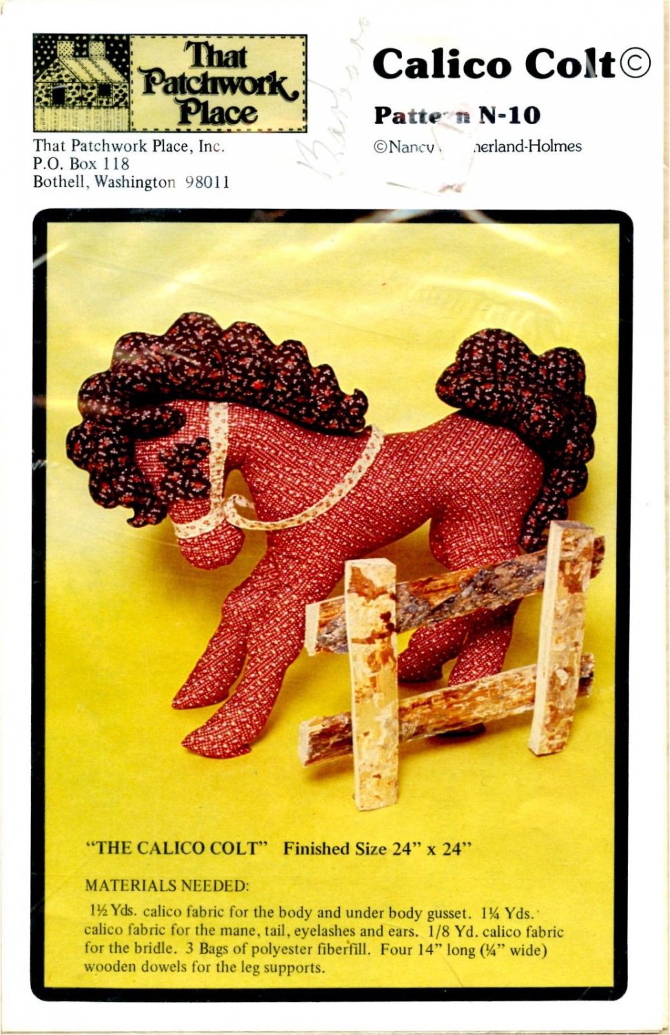 That Patchwork Place Calico Colt Horse Pattern Unused Uncut