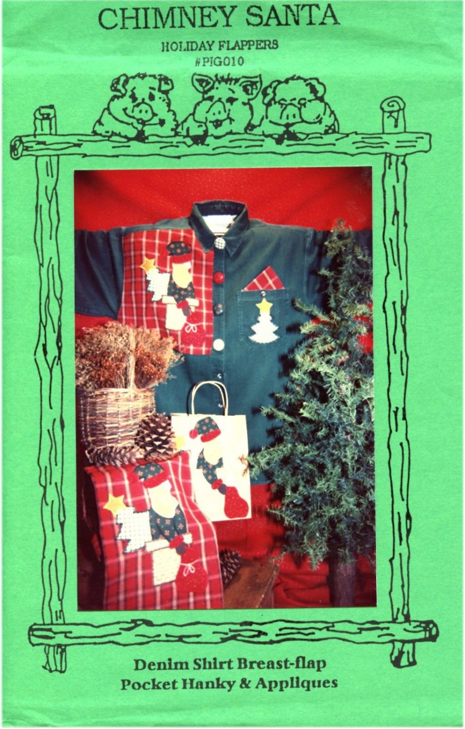 Chimney Santa Quilt Pattern PepperMint Pig Wear or Share Applique Sewing Pattern