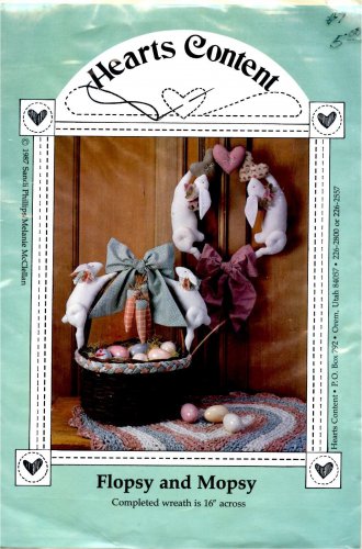 Hearts Content Bunny Rabbit Wreath and Basket Pattern Flopsy Mopsy