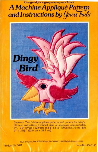 Dingy Bird A Machine Applique Pattern by Yours Truly Baby's Bib Pink