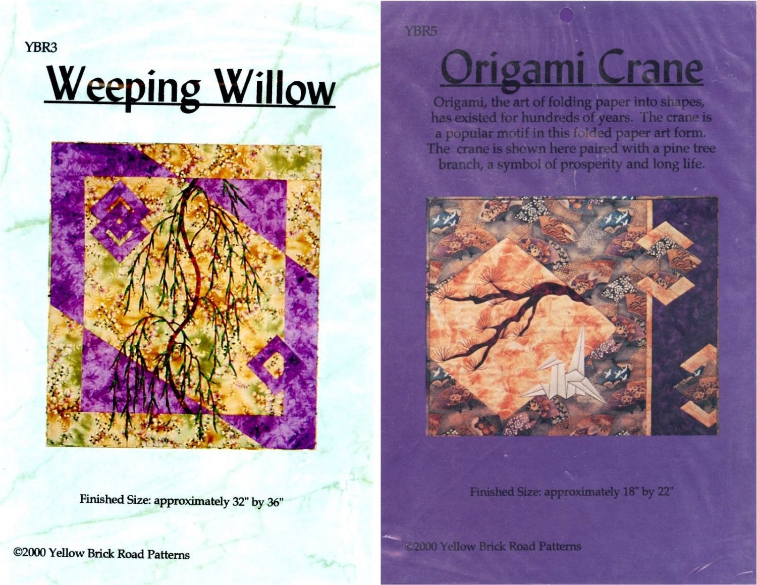 2 Yellow Brick Road Patterns Origami Crane Weeping Willow Applique Qulting