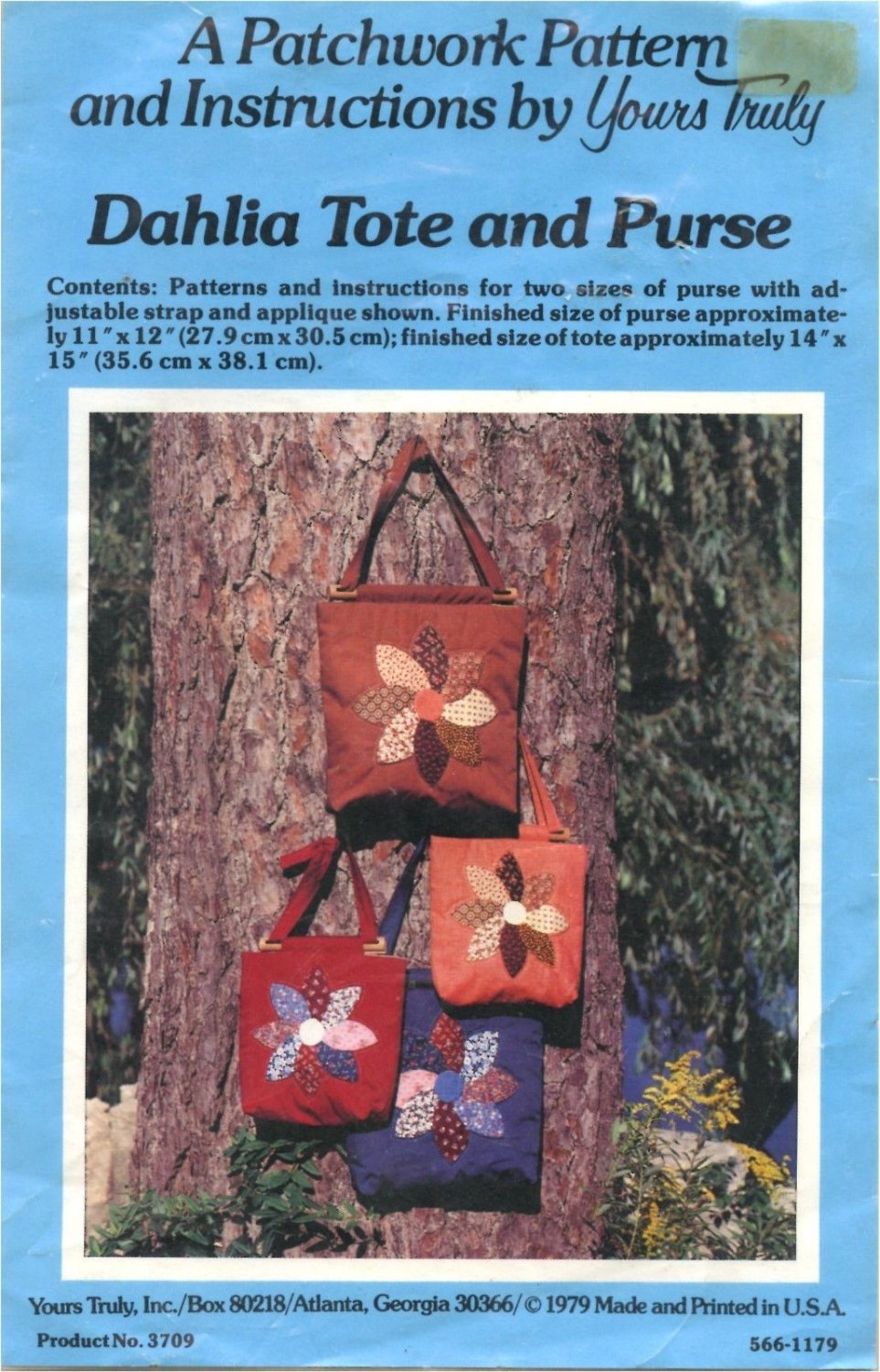 Dahlia Tote and Purse A Patchwork Pattern and Instructions by Yours Truly