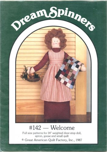 Welcome 24" Weighted Door Stop Doll, Apron, Goose, & Quilt Pattern DreamSpinners