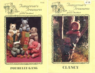 2 Tomorrow's Treasures 4" PotBelly Gang 14 or 23" Clancy Cloth doll patterns