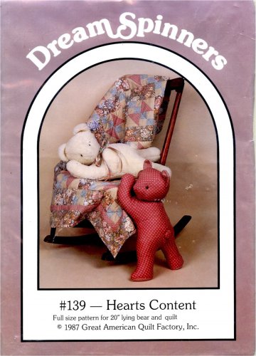 Hearts Content 20" Lying Bear & Quilt Pattern DreamSpinners Great American Quilt