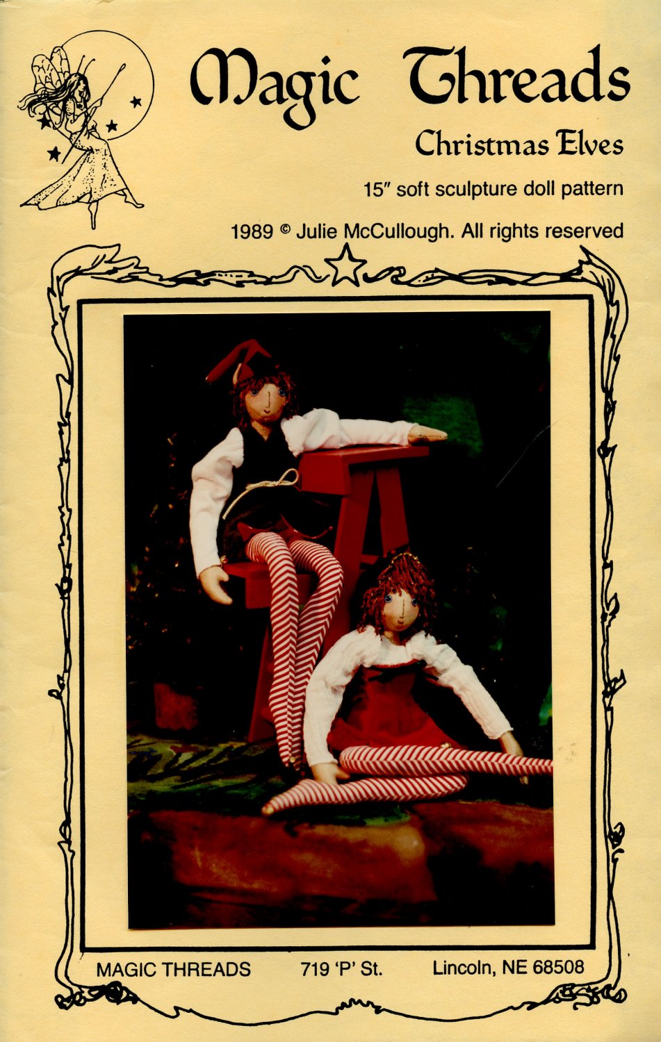 Magic Threads 15" Christmas Elves Soft Sculpture Doll Pattern.