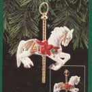 Tobin Fraley Carousel Horse1992 Porcelain with Brass Stand Hallmark Ornament #1