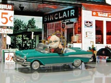 Enesco Ornament 57 Heaven Blue Chevrolet Bel Air Convertible with Santa 128848