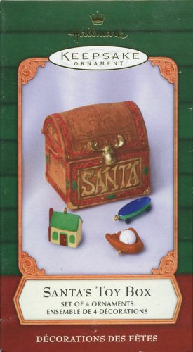Hallmark 2001 Santa's Toy Box Set of Ornaments Skateboard Glove & Ball Dollhouse