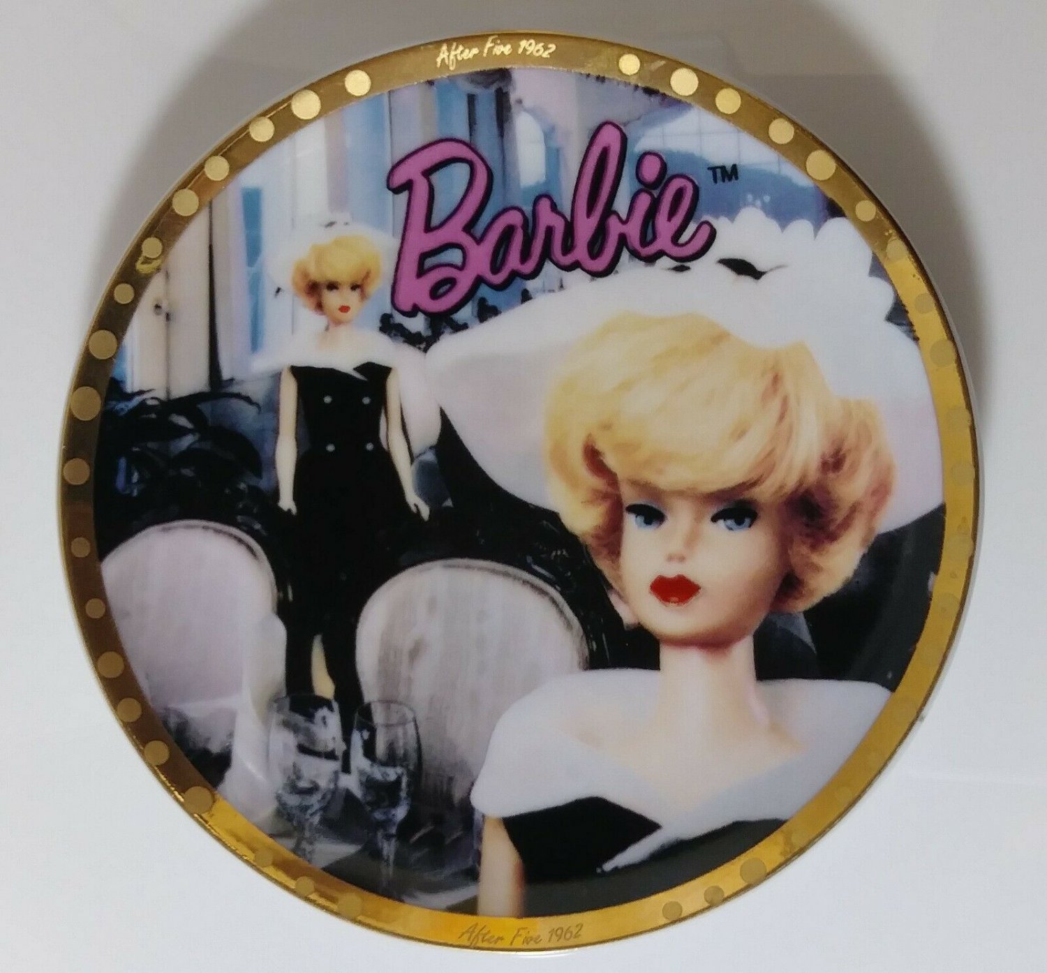 After Five Enesco Mini Plate Easel Blond Bubble Cut 1993 Mattel 4 Inch Barbie