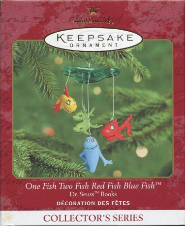Hallmark Ornament Dr. Seuss1 Fish 2 Fish Red Fish Blue Fish Mini Wind Chimes