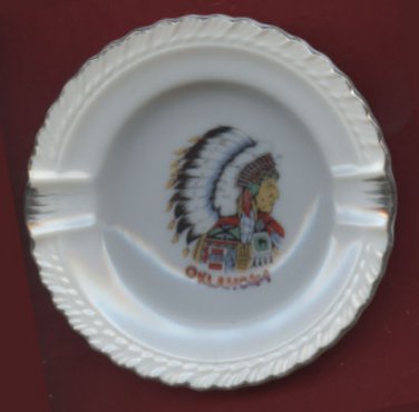 Oklahoma Souvenir Collectors 3 1/2" Plate Chief Warrior Ashtray