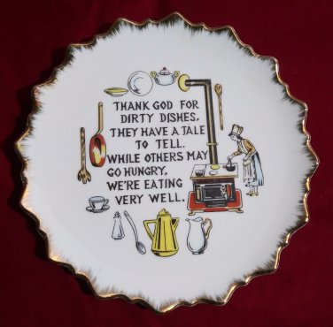 Kitchen Display Plate Thank God Dirty Dishes cute original smith western Japan label