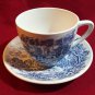 VINTAGE CUP & SUCER Country Side Enoch Wedgwood Blue White ENGLAND Tea Coffee