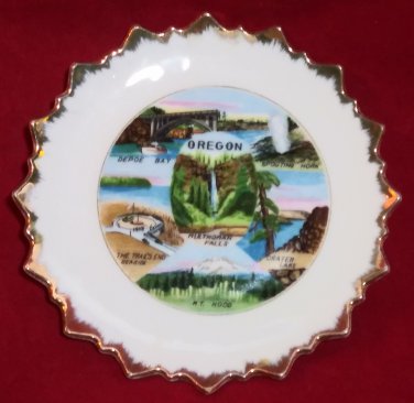 OREGON SOUVENIR PLATE 5" DIAMETER MT HOOD - DEPOE BAY - CRATER LAKE