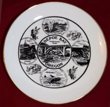 Depoe Bay Oregon Collector PLATE Worlds Smallest Harbor Whale Watching Fishing