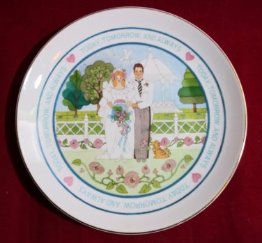 American Greetings Designers Collection Lasting Memories Plate Bride Groom 1982