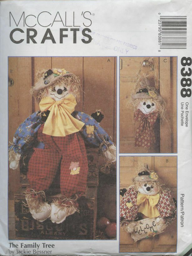 Scarecrows Harvest Door Greeter Pattern 8388 Jackie Bessner Doll Wreath Hanger