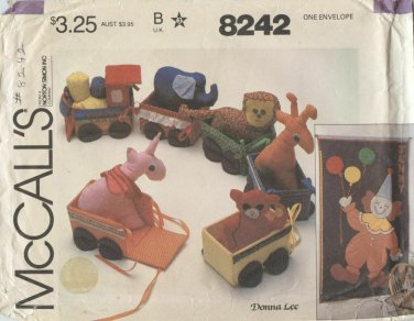McCall's 8242 Circus Train Toy Fabric Animals Transfer Sewing Pattern Uncut